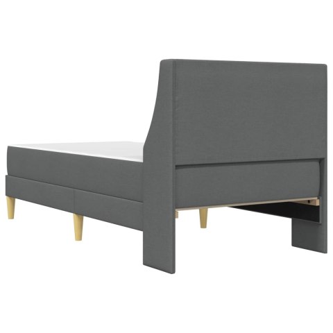 RAMA ŁÓŻKA Z MATERACEM GŁADKI CIEMNOSZARY 100X200CM TKANINA