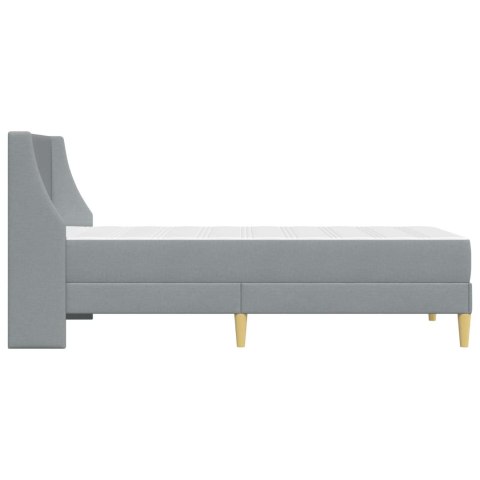 RAMA ŁÓŻKA Z MATERACEM GŁADKI JASNOSZARY 100X200CM TKANINA