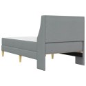 RAMA ŁÓŻKA Z MATERACEM GŁADKI JASNOSZARY 100X200CM TKANINA