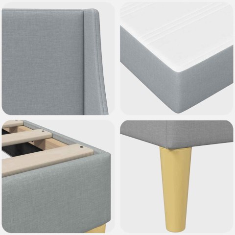 RAMA ŁÓŻKA Z MATERACEM GŁADKI JASNOSZARY 100X200CM TKANINA