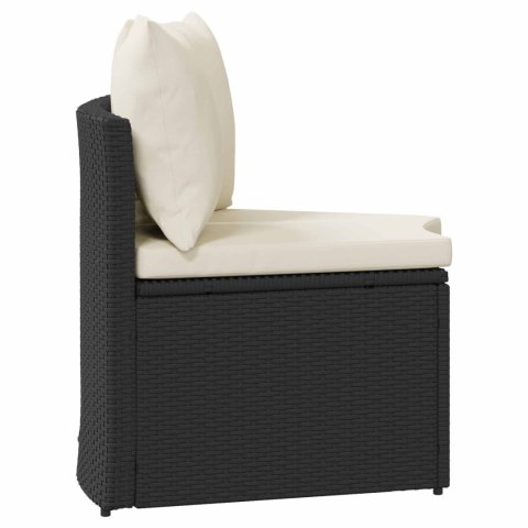 ZESTAW SOF 2 EL. CZARNY DREWNO AKACJOWE I POLI RATTAN