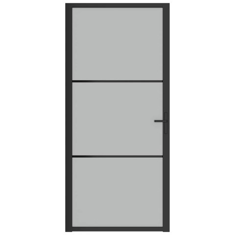 DRZWI WEWNĘTRZNE 93X201,5CM CZARNE MATOWE SZKŁO I ALUMINIUM