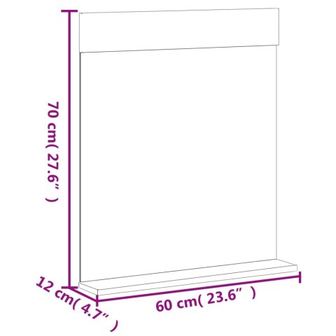 LUSTRO ŁAZIENKOWE Z PÓŁKĄ BERG BIAŁE 60X12X70CM DREWNO