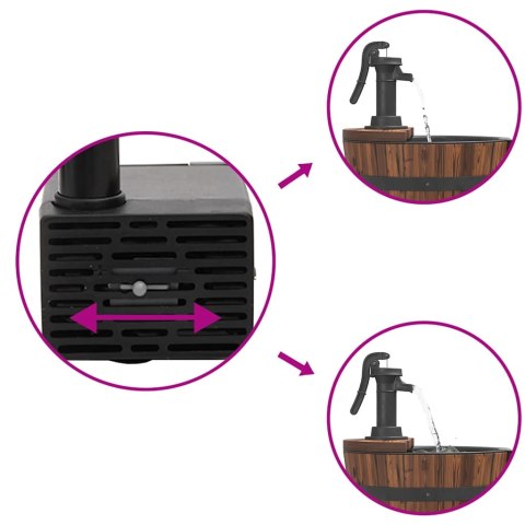 FONTANNA NA KÓŁKACH Z POMPĄ 55X55X80CM LITE DREWNO JODŁOWE