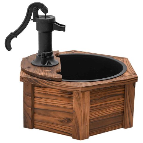FONTANNA Z POMPĄ 57X57X53CM LITE DREWNO JODŁOWE