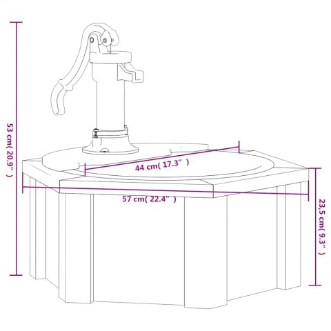FONTANNA Z POMPĄ 57X57X53CM LITE DREWNO JODŁOWE
