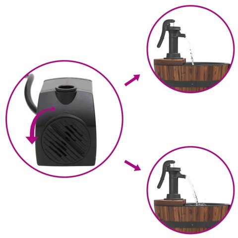 FONTANNA Z POMPĄ 60X60X94CM LITE DREWNO JODŁOWE