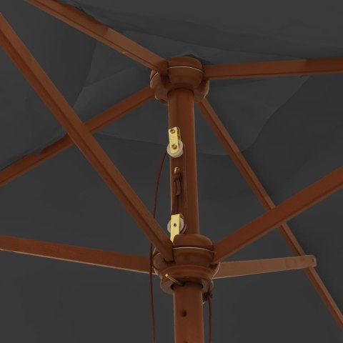 PARASOL OGRODOWY NA DREWNIANYM SŁUPKU ANTRACYT 198X198X231CM