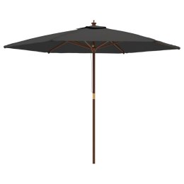 PARASOL OGRODOWY NA DREWNIANYM SŁUPKU ANTRACYTOWY 299X240CM