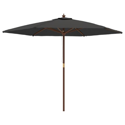 PARASOL OGRODOWY NA DREWNIANYM SŁUPKU ANTRACYTOWY 299X240CM