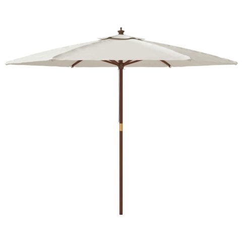 PARASOL OGRODOWY NA DREWNIANYM SŁUPKU PIASKOWY 299X240CM