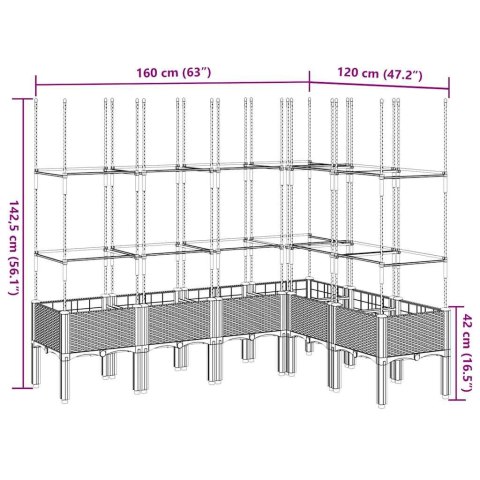 DONICA OGRODOWA Z KRATKĄ CZARNA 160X120X142,5CM PP