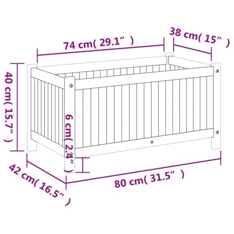 DONICA OGRODOWA Z WYŚCIÓŁKĄ 80X42X40CM LITE DREWNO AKACJOWE