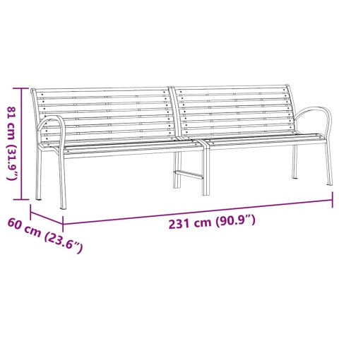 ŁAWKA OGRODOWA BRĄZ 231CM DREWNO I MALOWANA PROSZKOWO STAL