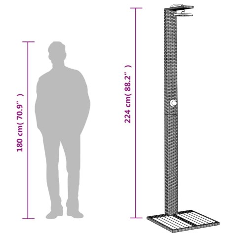 PRYSZNIC OGRODOWY BEŻOWY 50X55X224CM POLIRATTAN I AKACJA