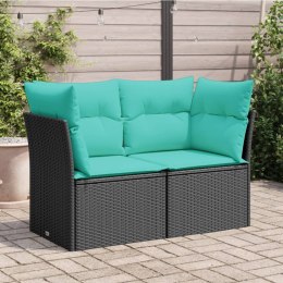 SOFA OGRODOWA Z PODUSZKAMI 2-OSOBOWA CZARNA POLIRATTAN