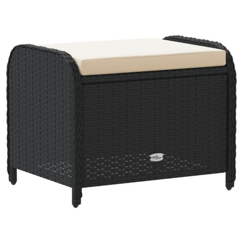 STOŁEK OGRODOWY Z PODUSZKĄ CZARNY 58X46X46CM POLIRATTAN