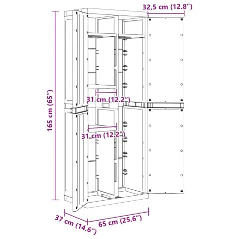SZAFKA OGRODOWA CZARNA 65X37X165CM PP