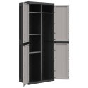 SZAFKA OGRODOWA SZARO-CZARNA 65X37X165CM PP