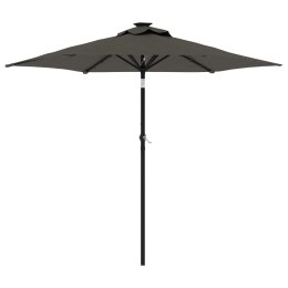 PARASOL OGRODOWY LED STALOWY SŁUPEK ANTRACYT 225X225X212CM