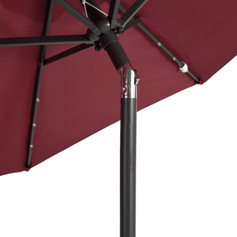 PARASOL OGRODOWY LED STALOWY SŁUPEK BORDOWY 225X225X212CM