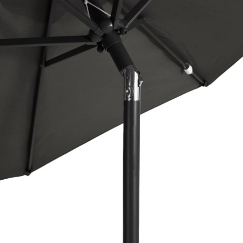 PARASOL OGRODOWY NA STALOWYM SŁUPKU ANTRACYT 225X225X212CM