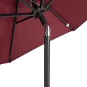 PARASOL OGRODOWY NA STALOWYM SŁUPKU BORDOWY 225X225X212CM