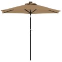 PARASOL OGRODOWY NA STALOWYM SŁUPKU TAUPE 225X225X212CM