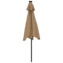 PARASOL OGRODOWY NA STALOWYM SŁUPKU TAUPE 225X225X212CM