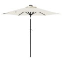 PARASOL OGRODOWY Z LED STALOWY SŁUPEK BIAŁY 225X225X212CM