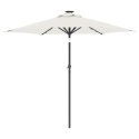 PARASOL OGRODOWY Z LED STALOWY SŁUPEK BIAŁY 225X225X212CM