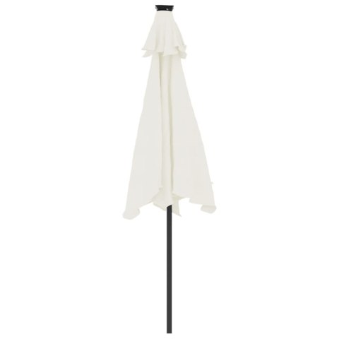 PARASOL OGRODOWY Z LED STALOWY SŁUPEK BIAŁY 225X225X212CM