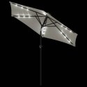 PARASOL OGRODOWY Z LED STALOWY SŁUPEK BIAŁY 225X225X212CM