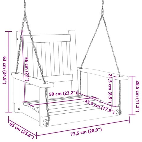 HUŚTAWKA OGRODOWA Z METALOWYMI ŁAŃCUCHAMI BRĄZOWA JODŁOWA