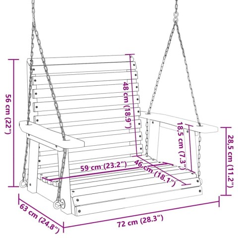 HUŚTAWKA OGRODOWA Z METALOWYMI ŁAŃCUCHAMI BRĄZOWA JODŁOWA