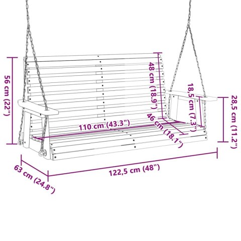 HUŚTAWKA OGRODOWA Z METALOWYMI ŁAŃCUCHAMI BRĄZOWA JODŁOWA