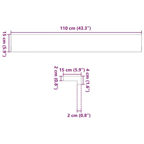 PARAPETY 2 SZT. SUROWE 110X15X2CM LITE DREWNO DĘBOWE