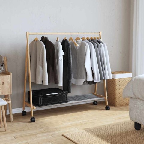 WIESZAK NA UBRANIA Z PÓŁKAMI I KÓŁKAMI 106X34X106,5CM