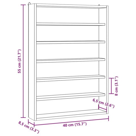 DREWNIANA GABLOTA KOLEKCJONERSKA Z 6 PÓŁKAMI 40X8,5X55CM