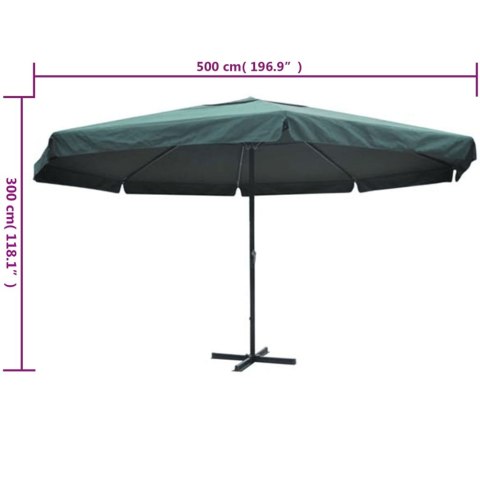 PARASOL Z ALUMINIUM 500CM ZIELONY