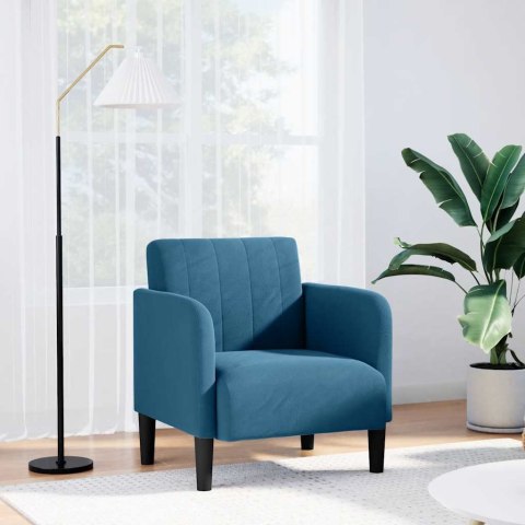 SOFA FOTEL Z PODŁOKIETNIKAMI NIEBIESKI 54CM AKSAMIT