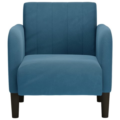 SOFA FOTEL Z PODŁOKIETNIKAMI NIEBIESKI 54CM AKSAMIT