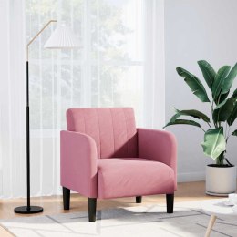 SOFA FOTEL Z PODŁOKIETNIKAMI RÓŻOWY 54CM AKSAMIT