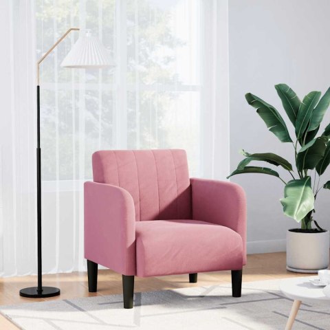 SOFA FOTEL Z PODŁOKIETNIKAMI RÓŻOWY 54CM AKSAMIT