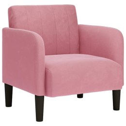 SOFA FOTEL Z PODŁOKIETNIKAMI RÓŻOWY 54CM AKSAMIT