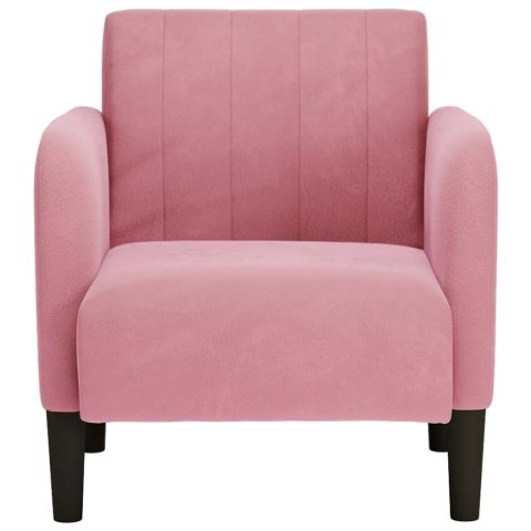 SOFA FOTEL Z PODŁOKIETNIKAMI RÓŻOWY 54CM AKSAMIT