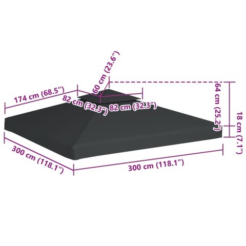 ZADASZENIE ALTANY OGRODOWEJ 310G/M² CIEMNOSZARY 3X3M