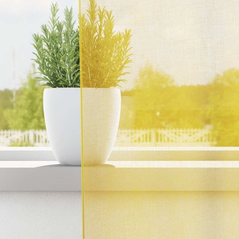 ZASŁONY WOALOWE Z PĘTELKAMI 2 SZT. ŻÓŁTE 140X225CM