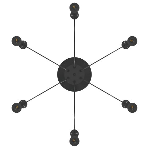 LAMPA WISZĄCA Z 6 UCHWYTAMI NA ŻARÓWKI E27 CZARNY METAL