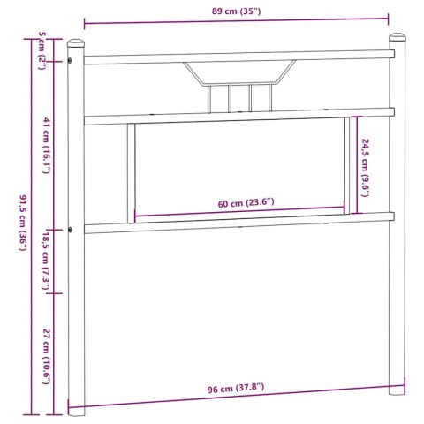 WYMIENNE WEZGŁOWIE SONOMA OAK 90CM DREWNO I STAL KONSTRUKCYJNA